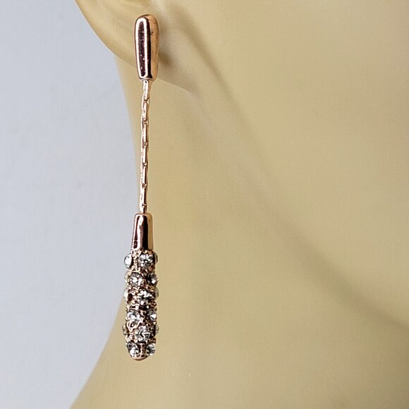 Crystal Teardrop Earring Gold tone Crystal Earring - Picture 2 of 10